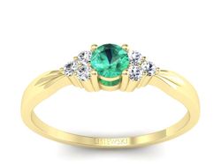 Złoty Pierścionek ze szmaragdem i brylantami - p16131zsm