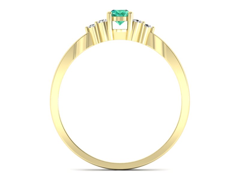 Złoty pierścionek ze szmaragdem i brylantami - p16131zsm — zdjęcie 2