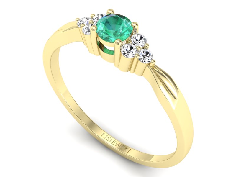 Złoty pierścionek ze szmaragdem i brylantami - p16131zsm — zdjęcie 3