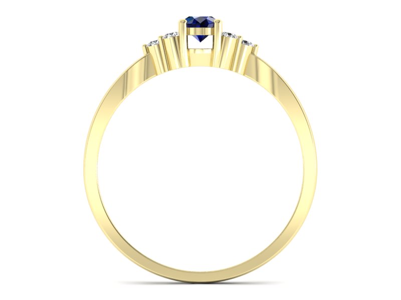 Złoty pierścionek z szafirem i brylantami - p16131zsz — zdjęcie 2