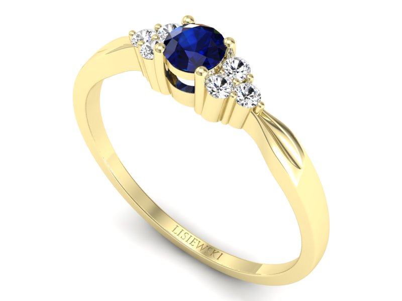 Złoty pierścionek z szafirem i brylantami - p16131zsz — zdjęcie 3