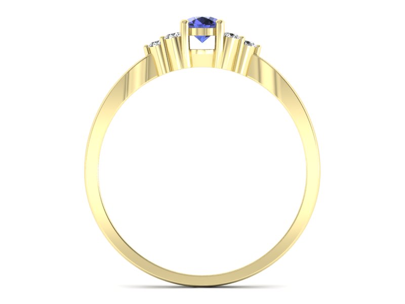 Pierścionek z tanzanitem i brylantami żółte złoto - p16131zt — zdjęcie 2