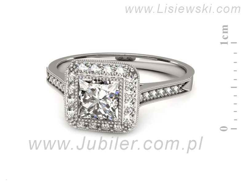 Złoty pierścionek z diamentami białe złoto - p16132b — zdjęcie 2