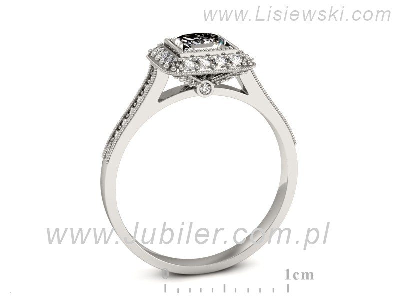 Złoty pierścionek z diamentami białe złoto - p16132b — zdjęcie 3