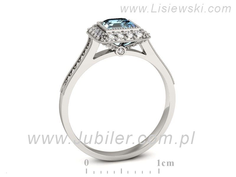 Pierścionek z topazem i brylantami białe złoto - p16132ba — zdjęcie 3