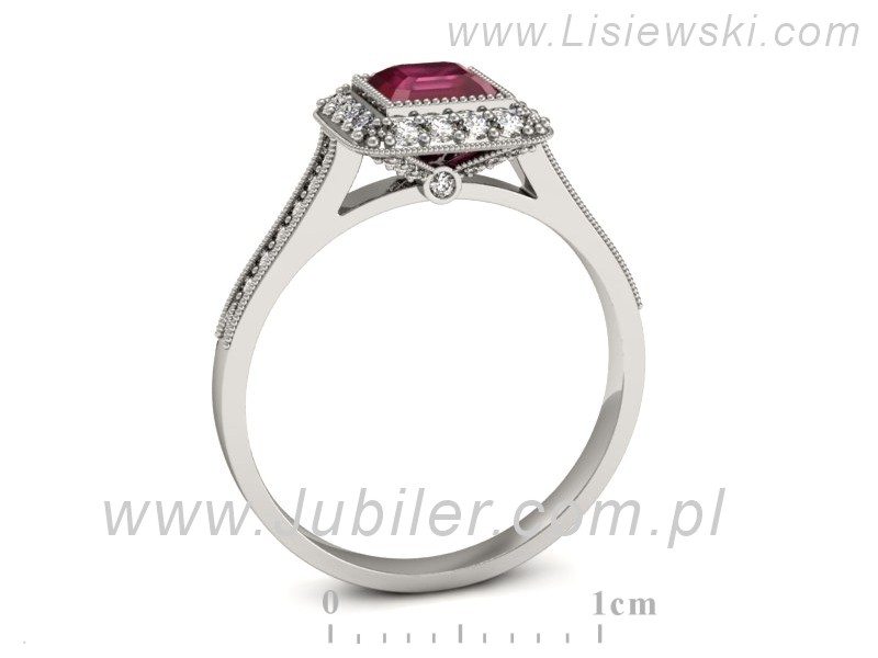 Pierścionek z rubinem i brylantami białe złoto - p16132br — zdjęcie 3
