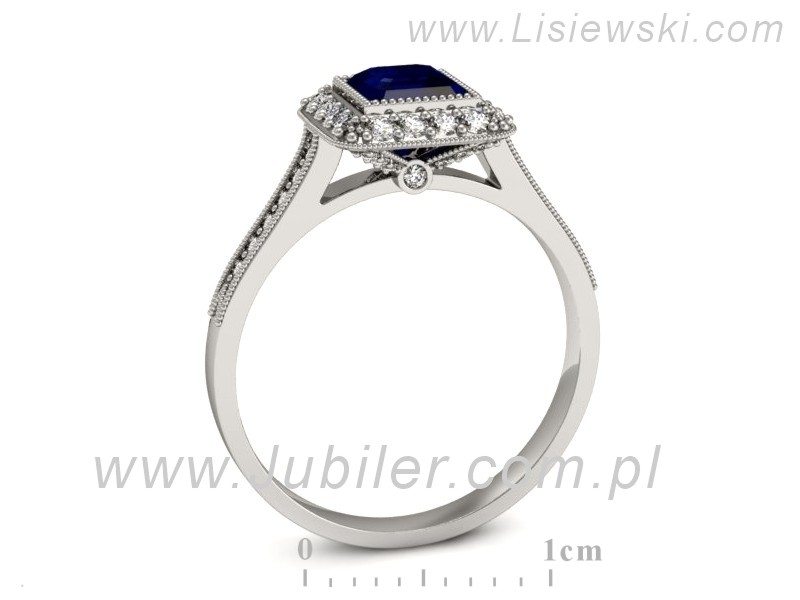 Pierścionek z szafirem i brylantami białe złoto - p16132bsz — zdjęcie 3