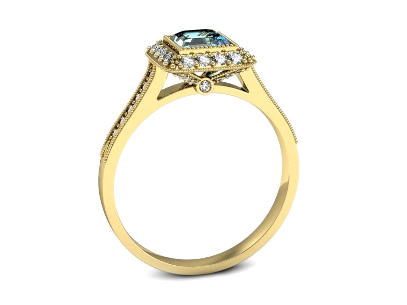 Złoty pierścionek z topazem i brylantami - p16132za — zdjęcie 3
