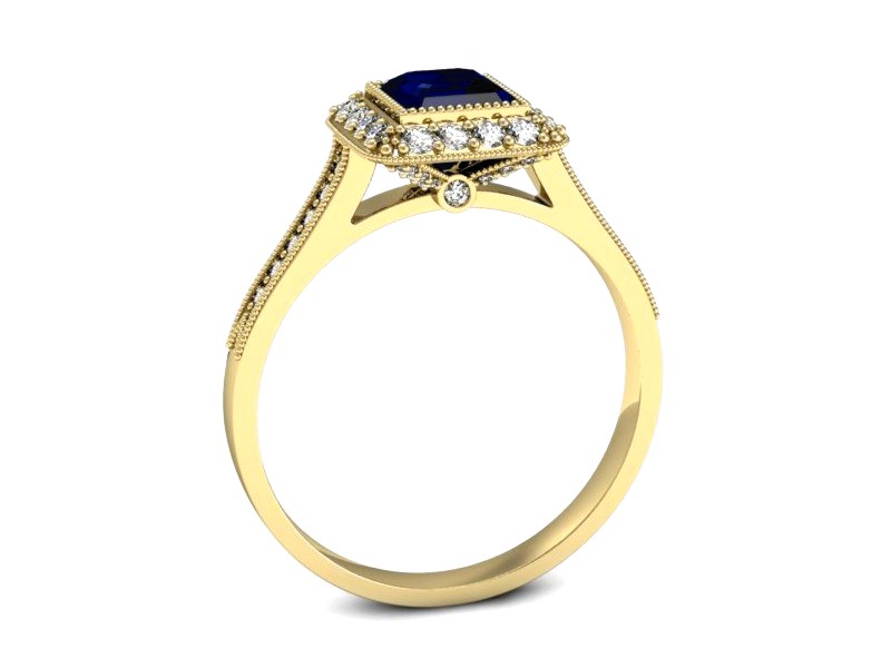 Złoty pierścionek z szafirem i brylantami - p16132zsz — zdjęcie 3