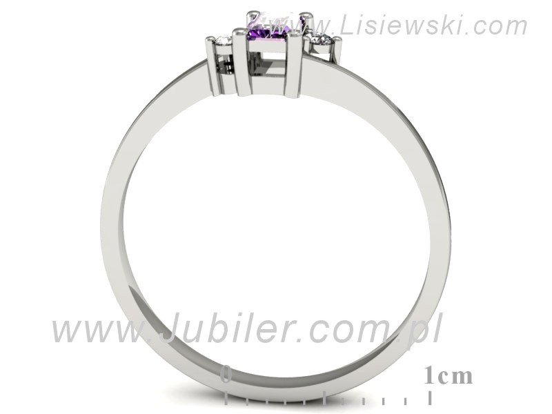 Złoty pierścionek z ametystem i brylantami - p16133bat — zdjęcie 3