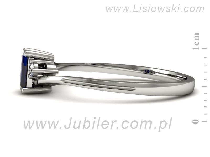 Pierścionek z szafirem i brylantami białe złoto - p16133bsz — zdjęcie 2