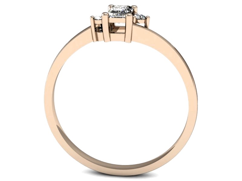 Złoty pierścionek z diamentem z różowego złota - p16133c — zdjęcie 3