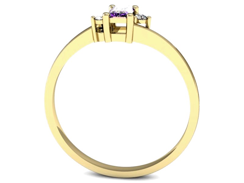Pierścionek z ametystem i brylantami żółte złoto - p16133zat — zdjęcie 3