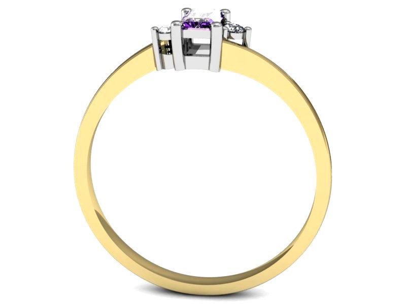 Pierścionek z ametystem i brylantami - p16133zbat — zdjęcie 3