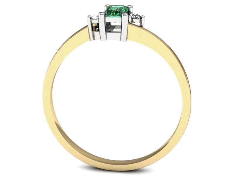 Złoty pierścionek ze szmaragdem i diamentami - p16133zbsm — zdjęcie 3