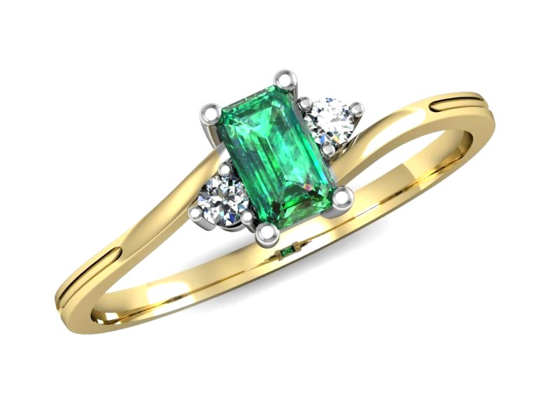 Złoty pierścionek ze szmaragdem i diamentami - p16133zbsm