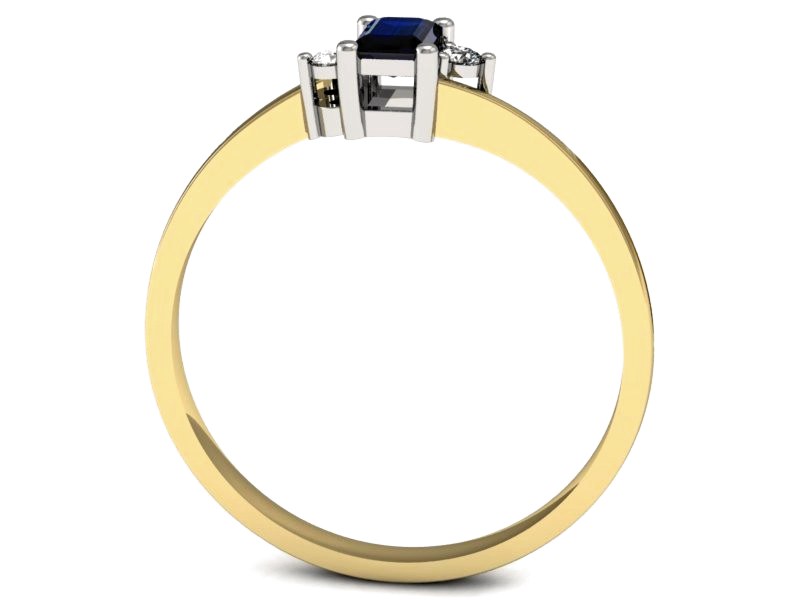 Złoty pierścionek z szafirem i brylantami - p16133zbsz — zdjęcie 3