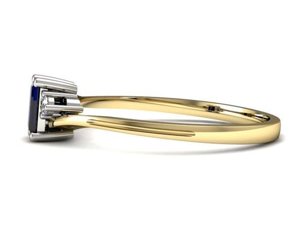 Złoty Pierścionek z szafirem i brylantami - p16133zbsz