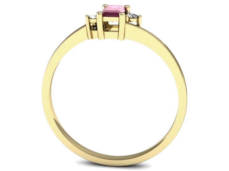 Złoty pierścionek z rubinem i brylantami - p16133zr — zdjęcie 3