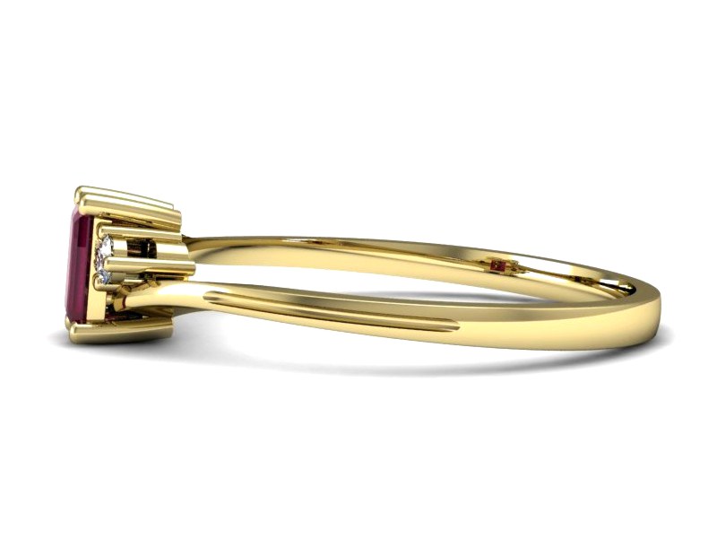 Złoty pierścionek z rubinem i brylantami - p16133zr — zdjęcie 2