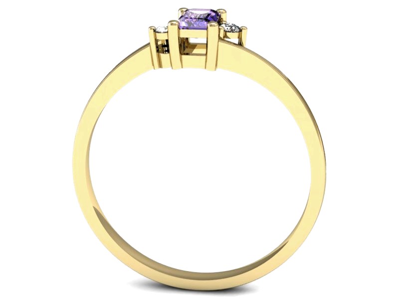 Pierścionek z tanzanitem i brylantami żółte złoto - p16133zt — zdjęcie 3
