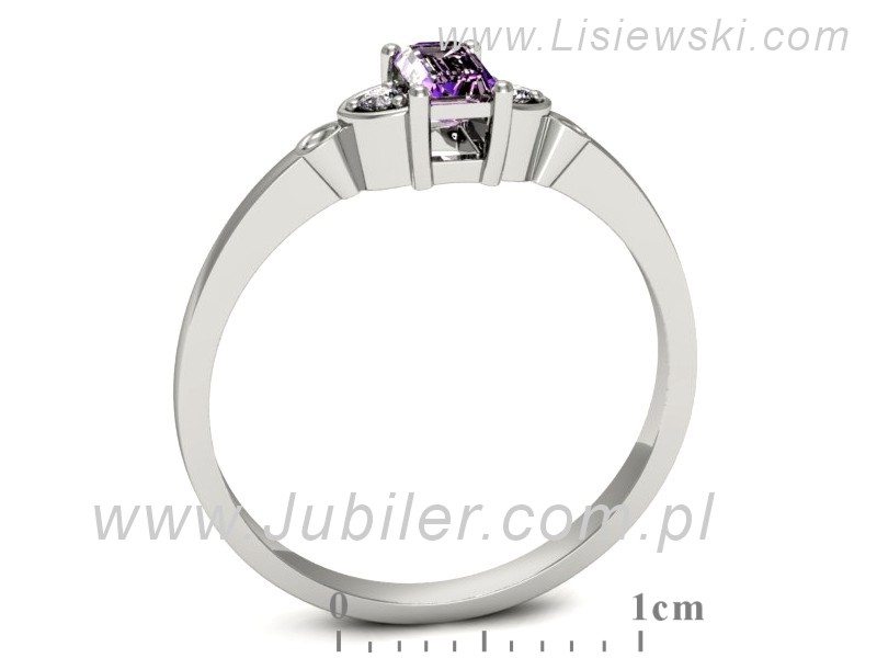 Złoty pierścionek z ametystem i brylantami - p16134bat — zdjęcie 3