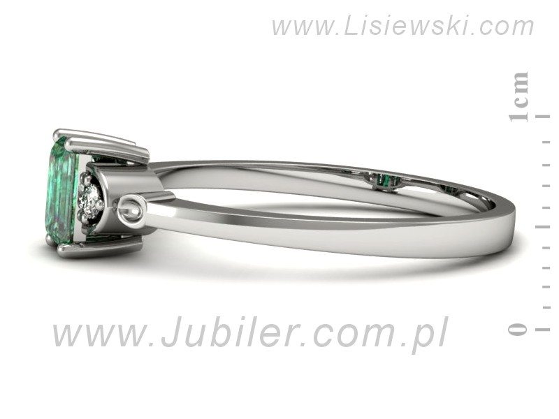 Złoty pierścionek ze szmaragdem i brylantami - p16134bsm — zdjęcie 2