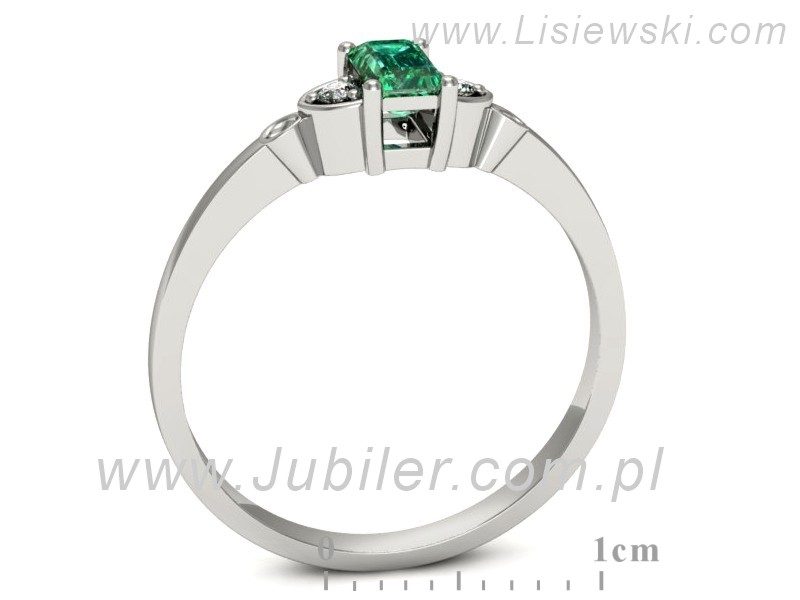 Złoty pierścionek ze szmaragdem i brylantami - p16134bsm — zdjęcie 3