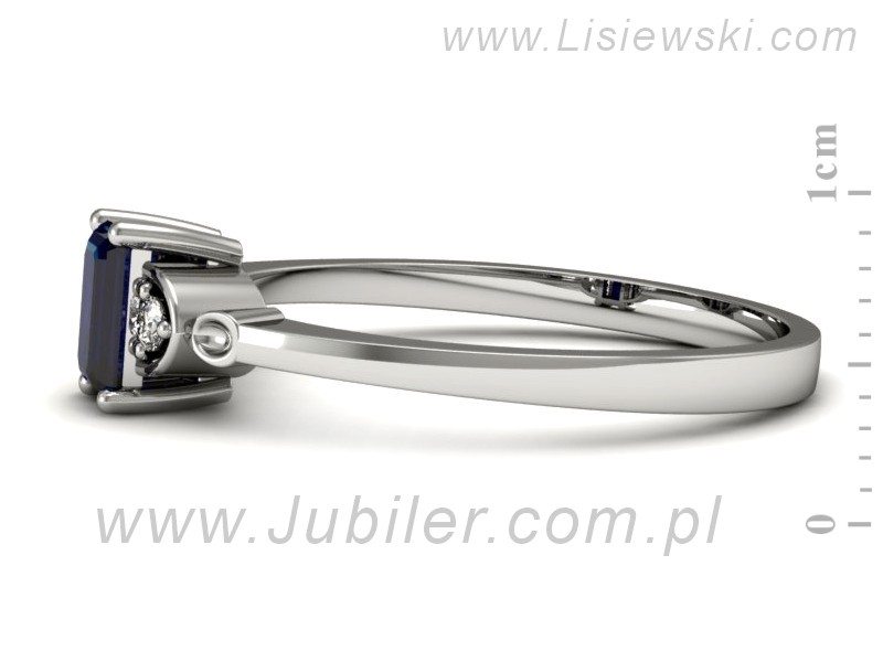 Pierścionek z szafirem i brylantami białe złoto - p16134bsz — zdjęcie 2