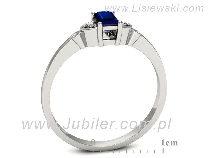 Pierścionek z szafirem i brylantami białe złoto - p16134bsz — zdjęcie 3