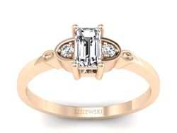 Złoty pierścionek z diamentem z różowego złota - p16134c