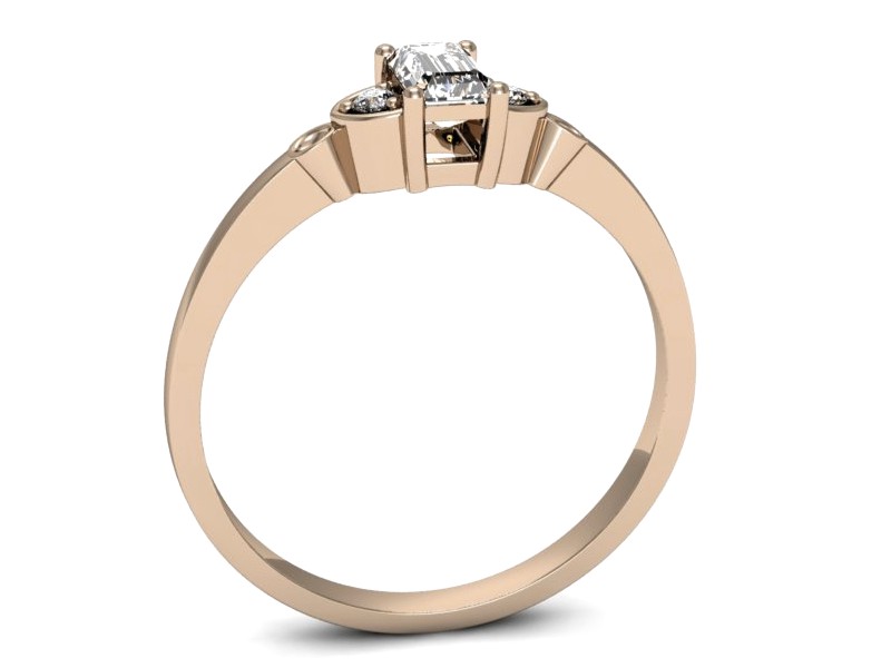 Złoty pierścionek z diamentem z różowego złota - p16134c — zdjęcie 3