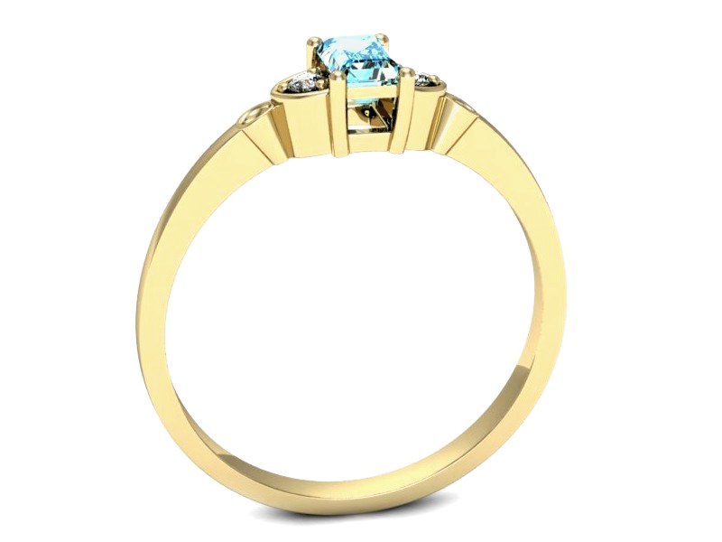 Złoty pierścionek z topazem i brylantami - p16134za — zdjęcie 3