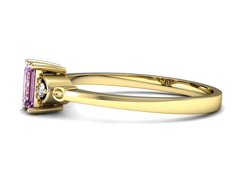 Pierścionek z ametystem i brylantami żółte złoto - p16134zat — zdjęcie 2