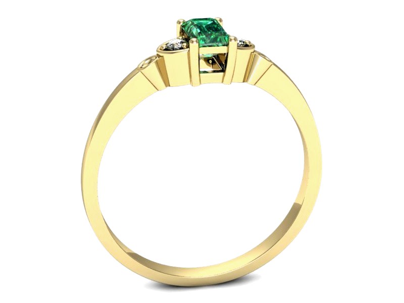 Złoty pierścionek ze szmaragdem i brylantami - p16134zsm — zdjęcie 3