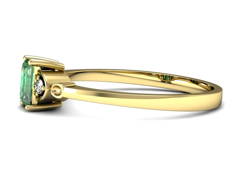 Złoty pierścionek ze szmaragdem i brylantami - p16134zsm — zdjęcie 2