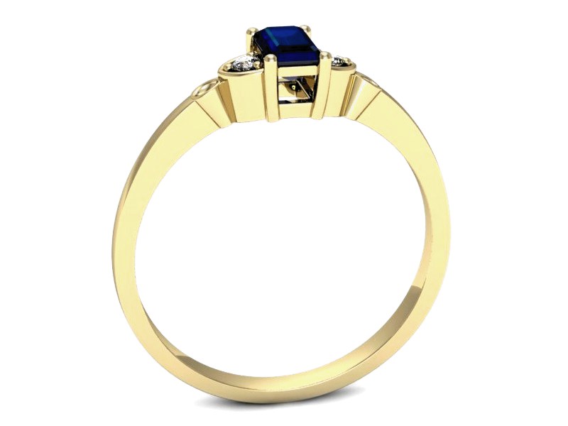 Złoty pierścionek z szafirem i brylantami - p16134zsz — zdjęcie 3