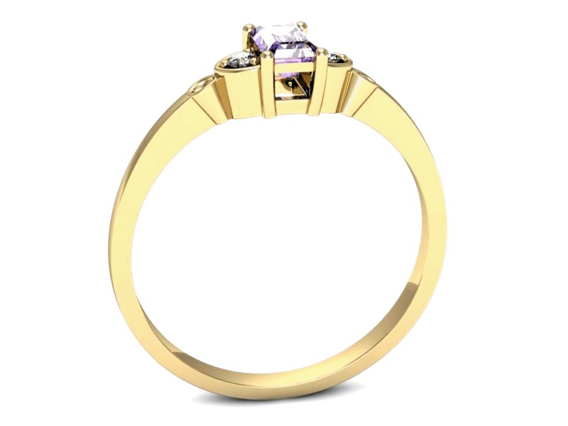 Pierścionek z tanzanitem i brylantami żółte złoto - p16134zt — zdjęcie 3