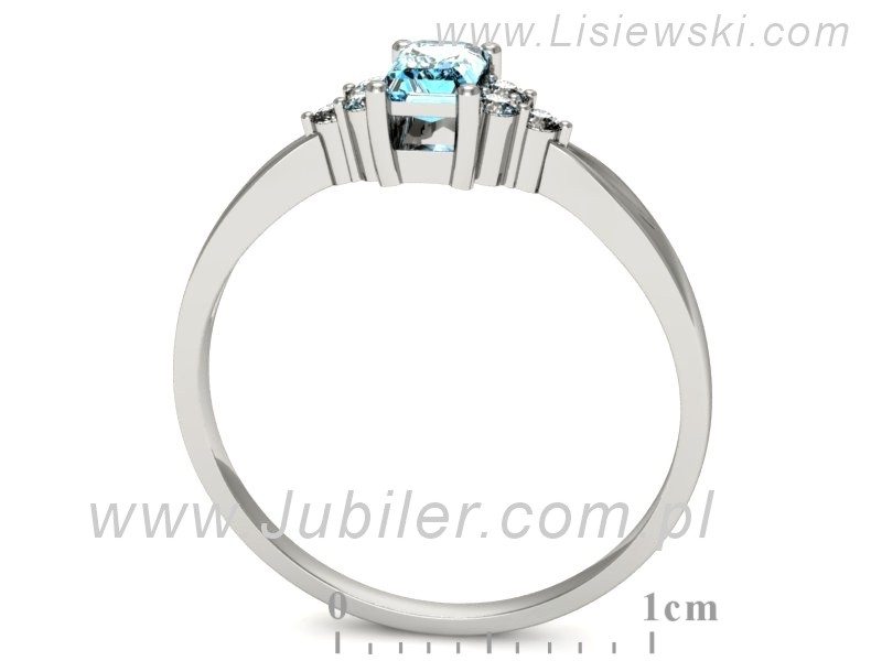 Złoty pierścionek z akwamarynem i brylantami - p16135ba — zdjęcie 3