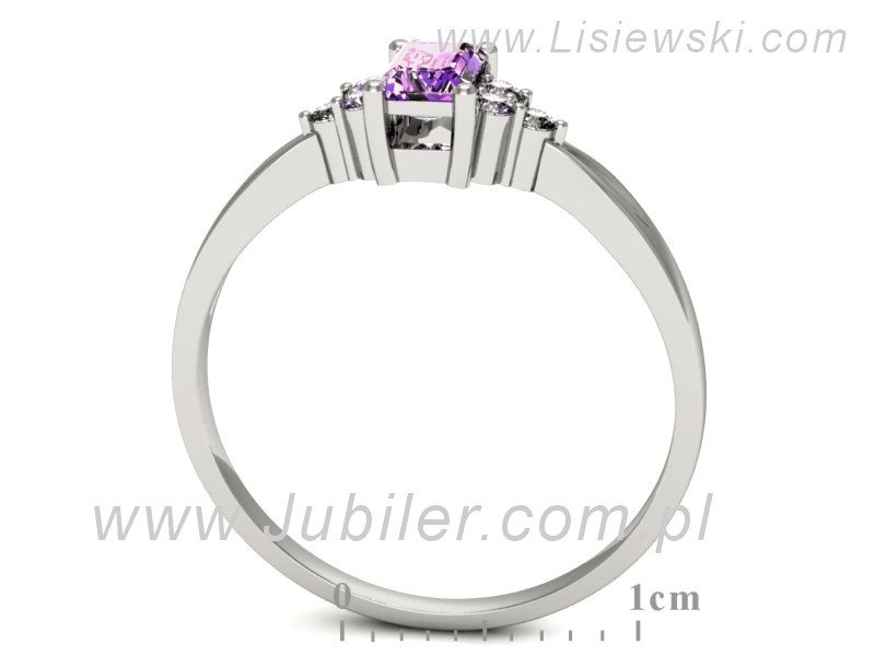 Złoty pierścionek z ametystem i brylantami - p16135bat — zdjęcie 3