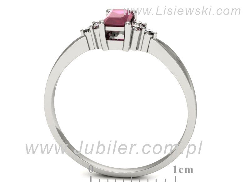 Pierścionek z rubinem i brylantami białe złoto - p16135br — zdjęcie 3