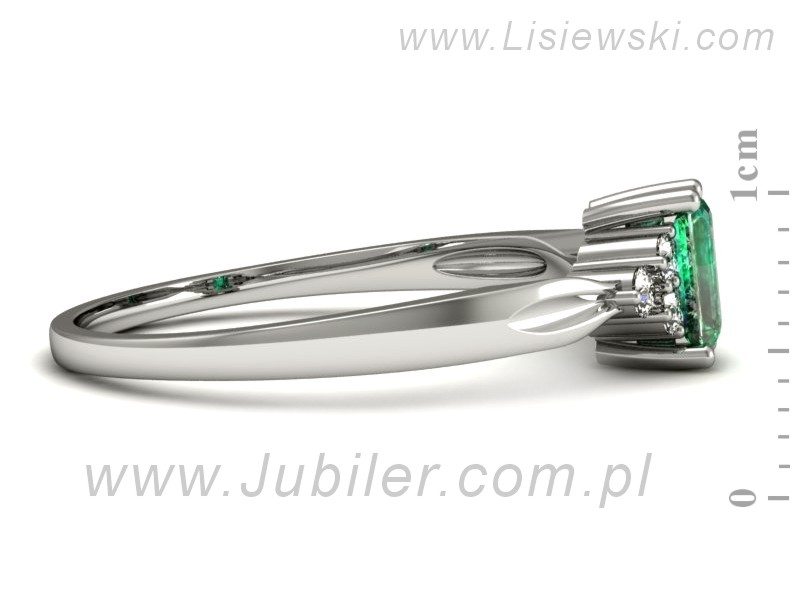 Złoty pierścionek ze szmaragdem i brylantami - p16135bsm — zdjęcie 2