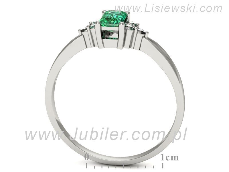 Złoty pierścionek ze szmaragdem i brylantami - p16135bsm — zdjęcie 3