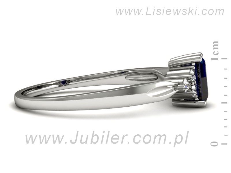 Pierścionek z szafirem i brylantami białe złoto - p16135bsz — zdjęcie 2