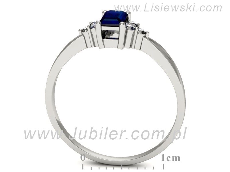 Pierścionek z szafirem i brylantami białe złoto - p16135bsz — zdjęcie 3