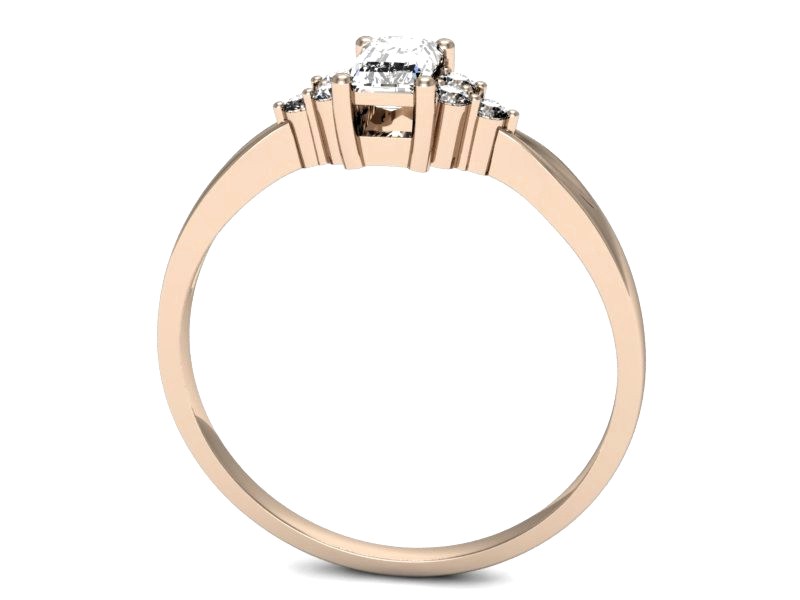 Złoty pierścionek z diamentem z różowego złota - p16135c — zdjęcie 3