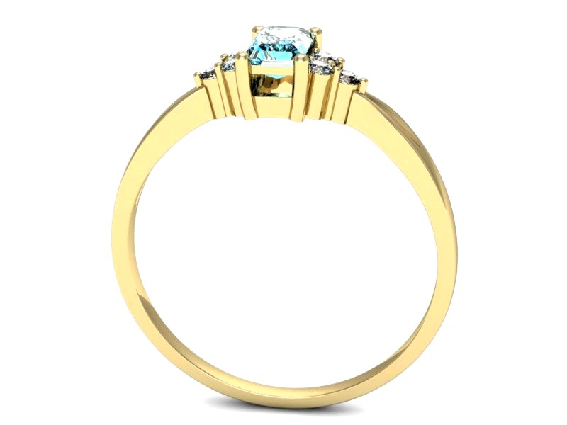Złoty pierścionek z akwamarynem i diamentami - p16135za — zdjęcie 3