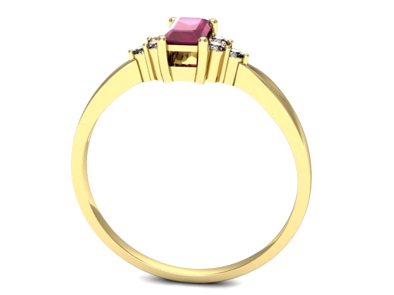 Złoty pierścionek z rubinem i brylantami - p16135zr — zdjęcie 3