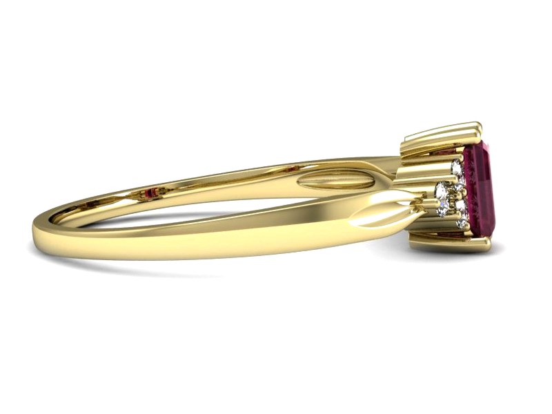 Złoty pierścionek z rubinem i brylantami - p16135zr — zdjęcie 2
