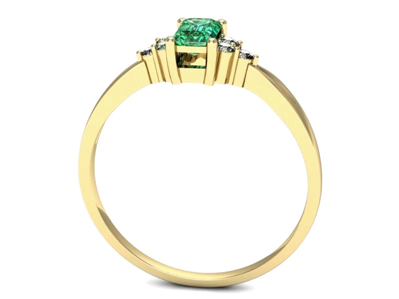 Złoty pierścionek ze szmaragdem i brylantami - p16135zsm — zdjęcie 3